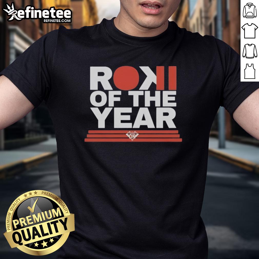 Official Los Angeles Dodgers Roki Of The Year T Shirt Alt Text: Official Los Angeles Dodgers Roki Of The Year T-Shirt featuring team colors and logo, perfect for fans and collectors.