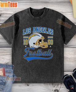 Alt Text: Vintage washed t-shirt featuring the official Los Angeles Football 1960 helmet design, perfect for sports fans.