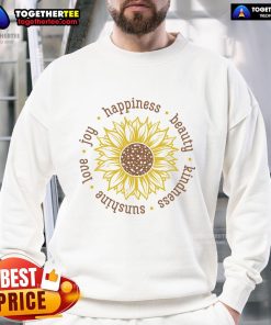 Alt Text: Official Love Beauty Kindness Sunflower Sweatshirt in vibrant yellow, featuring a sunflower design for a cheerful look.