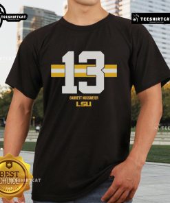Alt Text: Official LSU Tigers Football Garrett Nussmeier T-Shirt featuring team colors and logo, perfect for fans.