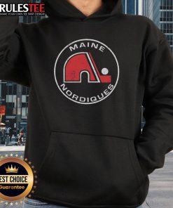 Official Maine Nordiques 1973 hoodie featuring classic design and team logo in vibrant colors.