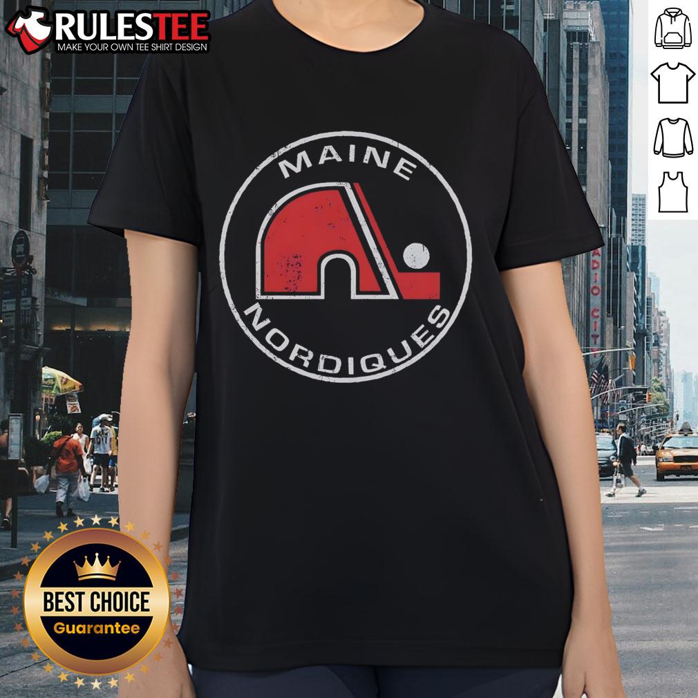 Official Maine Nordiques 1973 Ladies Tee Official Maine Nordiques 1973 ladies tee featuring vintage design and team logo, perfect for fans and collectors.