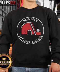 Official Maine Nordiques 1973 sweatshirt in vibrant colors, showcasing retro sports fashion and team pride.