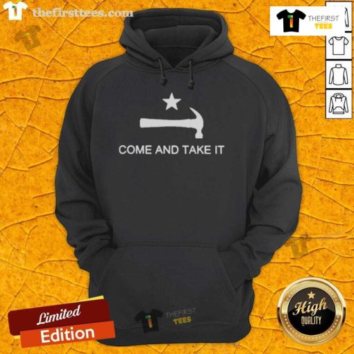 Alt Text: Official Mary Tiles Texas Nail Hammer Come And Take It Hoodie featuring a bold graphic design and comfortable fit.
