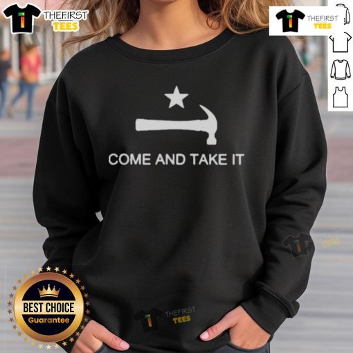 Official Mary Tiles Texas Nail Hammer Come and Take It Sweatshirt featuring bold graphic design and comfortable fit.