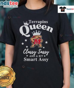 Alt Text: Official Maryland Terrapins ladies' tee featuring 'Classy, Sassy, and a Bit Smart Assy' design in vibrant colors.