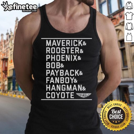Official Maverick Cast Name Stack Logo Tank Top featuring bold logo design for fans of the Maverick franchise.