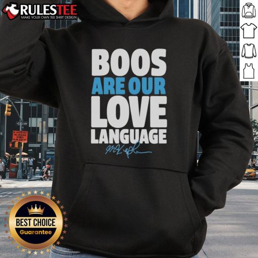 Max Kepler Philadelphia Phillies hoodie featuring 'Boos Are Our Love Language' signature design for fans.