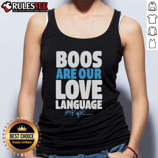 Max Kepler Philadelphia Phillies tank top featuring 'Boos Are Our Love Language' design, perfect for baseball fans.