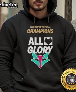 Official Melbourne Vixens 2025 Super Netball Champions hoodie featuring team logo and vibrant colors.