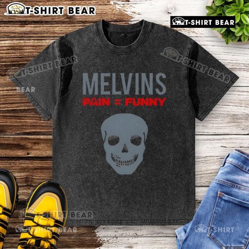 Alt Text: Official Melvins Pain Funny Skull Washed T-Shirt featuring a unique skull graphic, perfect for fans and casual wear.