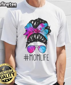 Official Messy Hair Bun Mom Life Tie Dye T-Shirt for Women, perfect for Mother's Day celebrations and casual outings.