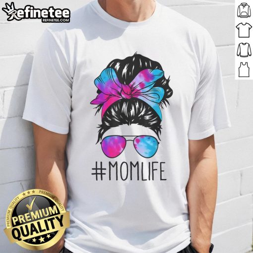 Official Messy Hair Bun Mom Life Tie Dye T-Shirt for Women, perfect for Mother's Day celebrations and casual outings.