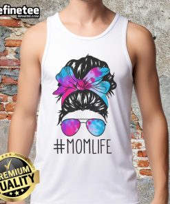 Official Messy Hair Bun Mom Life Tie Dye Tank Top for Women, perfect for Mother's Day casual style.