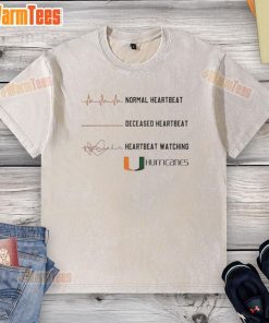 Official Miami Hurricanes NCAA Heartbeat Watching Match Washed T-Shirt in vibrant colors, perfect for fans and game day.