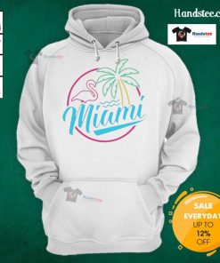 Official Miami Neon Flamingo Logo Hoodie featuring vibrant colors and stylish design, perfect for Miami fans.