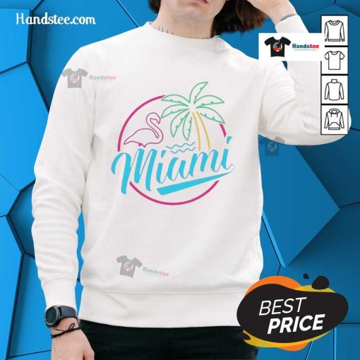 Official Miami Neon Flamingo Logo Sweatshirt featuring vibrant colors and stylish design for casual wear.