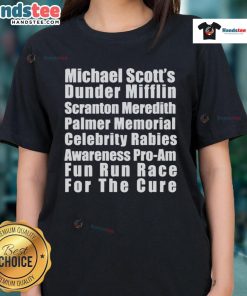 Official Michael Scott's Fun Run Race ladies tee featuring a playful design, perfect for fans of The Office.