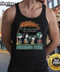 Alt Text: Official Michigan State Spartans Snoopy Peanuts tank top, celebrating the most wonderful time of the year.