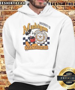 Alt Text: Vintage Mickey Mouse University of Michigan Wolverines hoodie featuring iconic character and school colors.
