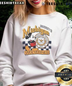 Alt Text: Vintage Mickey Mouse University of Michigan Wolverines sweatshirt featuring iconic logo and classic design.