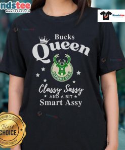 Alt Text: Official Milwaukee Bucks Queen Classy Sassy And A Bit Smart Assy Ladies Tee showcasing team spirit and style.