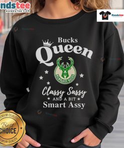 Alt Text: Official Milwaukee Bucks sweatshirt featuring Classy, Sassy, and a Bit Smart-Assy design in team colors.