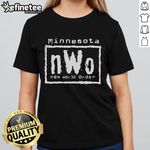 Official Minnesota nWo New World Order Ladies Tee featuring bold graphics and a stylish design for fans.