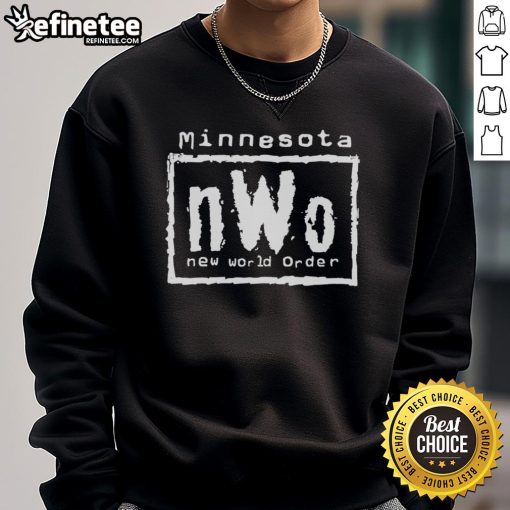 Official Minnesota nWo New World Order Sweatshirt in black with bold logo, perfect for wrestling fans and casual wear.