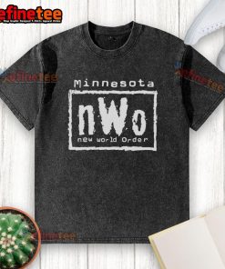 Official Minnesota nWo New World Order washed t-shirt featuring iconic logo and vintage style for wrestling fans.
