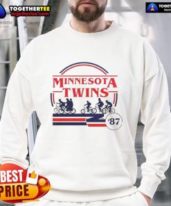 Official Minnesota Twins Stranger Things sweatshirt featuring unique design and team logo, perfect for fans and collectors.
