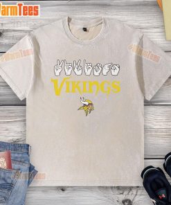 Official Minnesota Vikings Football Youth Love Sign Hand Signals Washed T-Shirt showcasing team spirit and style.