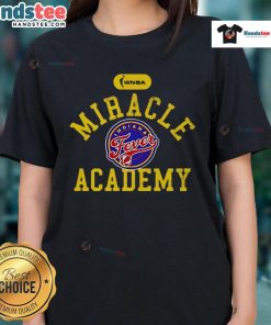 Official Miracle Academy Caitlin Clark Indiana Fever Ladies Tee featuring vibrant colors and stylish design for fans.
