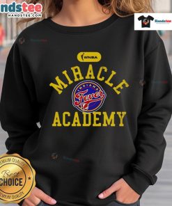Official Miracle Academy Caitlin Clark Indiana Fever sweatshirt featuring team colors and logo, perfect for fans.
