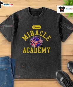 Official Miracle Academy Caitlin Clark Indiana Fever washed t-shirt featuring team colors and logo, perfect for fans.
