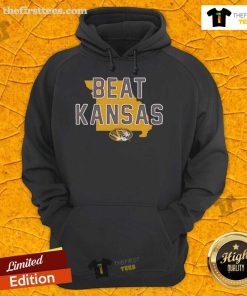 Official Mizzou Beat Kansas Hoodie featuring vibrant team colors and logo, perfect for fans celebrating victories.