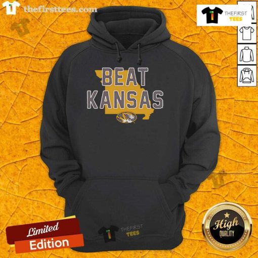 Official Mizzou Beat Kansas Hoodie featuring vibrant team colors and logo, perfect for fans celebrating victories.