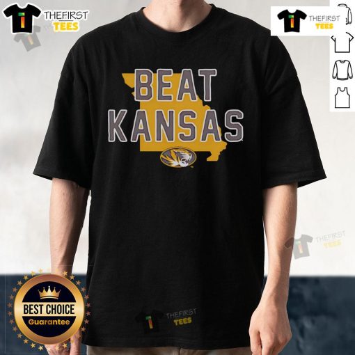 Official Mizzou Beat Kansas T-Shirt featuring bold graphics and team colors, perfect for showing Mizzou pride.