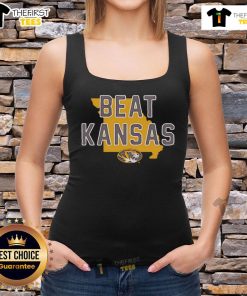 Official Mizzou Beat Kansas tank top featuring bold team colors and logo, perfect for game day or casual wear.