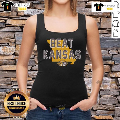 Official Mizzou Beat Kansas tank top featuring bold team colors and logo, perfect for game day or casual wear.