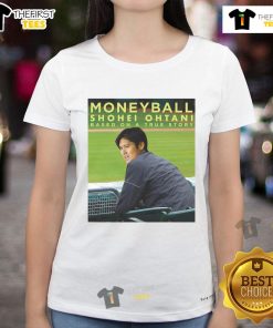 Official Moneyball Shohei Ohtani baseball movie ladies tee featuring stylish design and vibrant colors.