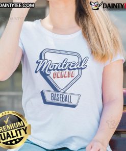 Official Montreal Canada Baseball Home Plate Log Ladies Tee featuring a stylish design for fans and players.
