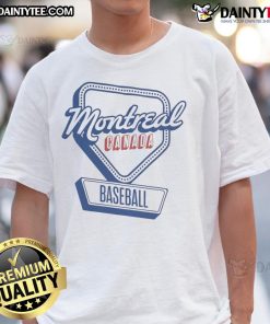 Official Montreal Canada Baseball Home Plate Log T-Shirt featuring vibrant graphics and comfortable fit for fans.