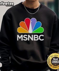 Alt Text: Classic sweatshirt featuring the official MSNBC logo, perfect for fans of the network and stylish casual wear.