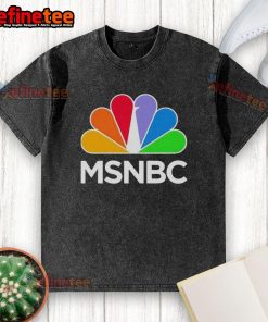 Alt Text: Classic washed t-shirt featuring the official MSNBC logo in vibrant colors, perfect for casual wear and fans.