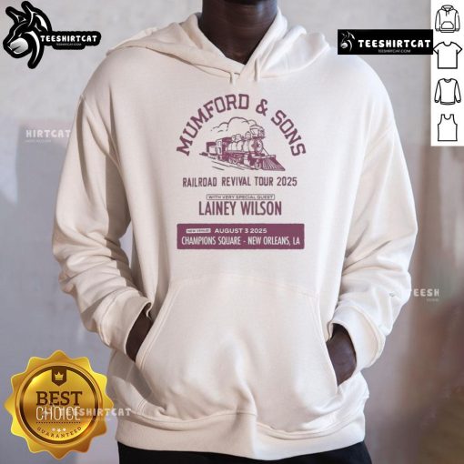 Official Mumford Sons hoodie from the August 3, 2025 concert in New Orleans, LA, featuring unique design and tour details.