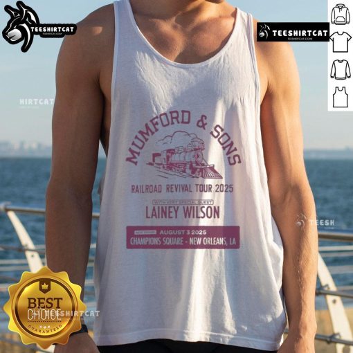 Alt Text: Official Mumford Sons tank top from the August 3, 2025 concert in New Orleans, LA, featuring the bands logo.