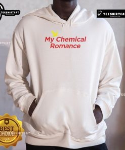 Official My Chemical Romance logo hoodie in black, featuring iconic band emblem, perfect for fans of MCR.