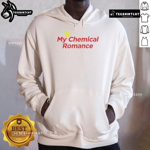 Official My Chemical Romance logo hoodie in black, featuring iconic band emblem, perfect for fans of MCR.