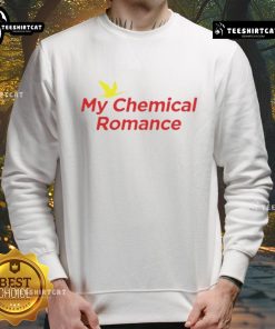 Official My Chemical Romance logo sweatshirt featuring iconic band emblem in black and white design.